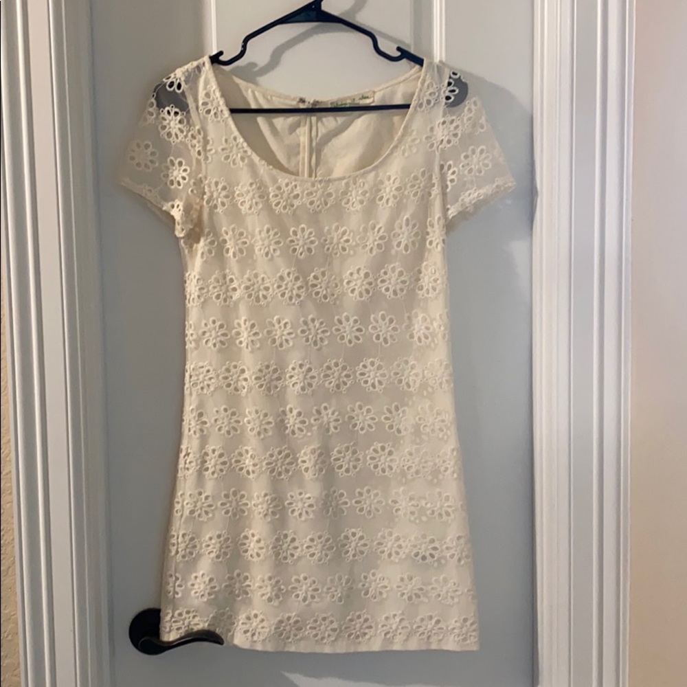 Eyelet cream dress